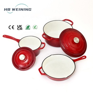 Set <span class=keywords><strong>di</strong></span> Pentole <span class=keywords><strong>di</strong></span> Lusso in Ghisa Smaltata <span class=keywords><strong>di</strong></span> Alta Qualità, Ecologiche e Multifunzionali, Stile Americano con Coperchio Singolo - Product Image 1