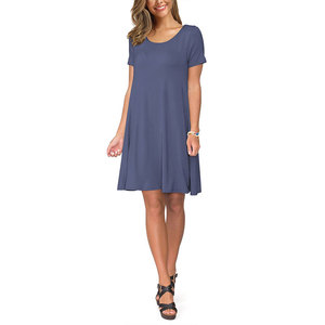 100% Tái Chế Polyester Jersey Của Phụ Nữ Mùa Hè Giản Dị T Áo Sơ Mi Dresses Ngắn Tay Áo Đu Váy Túi - Product Image 4