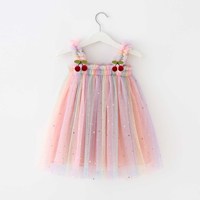 Robe d'été personnalisable à sequins, sans manches, à fleurs, superposée, en mousseline et tulle pour petites filles, très tendance
