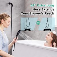 Pommeau de Douche Écologique Moderne à Haute Pression Économiseur d'Eau, 9 Jets, Tuyau de 175 cm, Support Réglable – Idéal Appartement & Hôtel