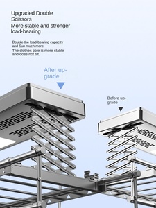 Giá phơi quần áo tự động gắn trần có đèn LED tích hợp, động cơ quạt, móc treo gấp gọn - Product Image 5