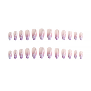 Wholesale Soft Lavender <strong>Cow</strong> <strong>Print</strong> Long Almond Press <strong>on</strong> <strong>Nails</strong> 24PCS ABS Fake <strong>Nails</strong> - Product Image 4