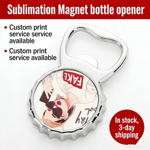Logotipo personalizado imán de nevera llavero sublimación Metal en blanco imán de nevera abrebotellas llavero - Product Image 2