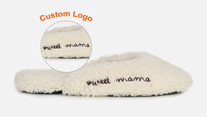 Pantofole Invernali Personalizzate da <span class=keywords><strong>Donna</strong></span>, Morbide e Pelose, per Interni, in Pelle di Pecora Beige, con Pelliccia di Lana - Product Image 4