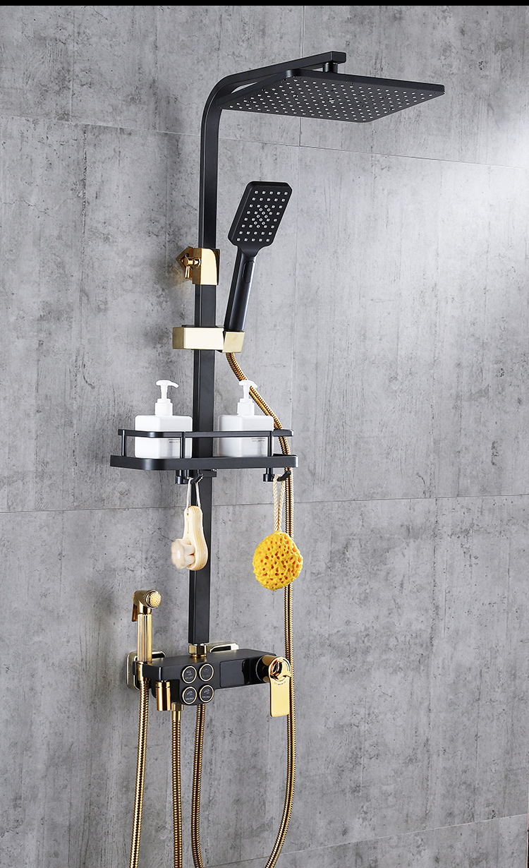 shower set wall mounted brass tap Bathroom taps luxury brass kits rain rainfall showerset mixer faucet set thermostatric shower