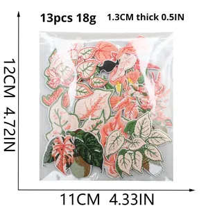 Patch thermocollant brodé de feuilles de plantes roses Taro pour vêtements, sacs et décoration d'emballages - Product Image 2