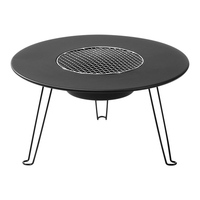 Table de camping portable pour barbecue extérieur, foyer rond en fer à bois pour chauffage et grillades en extérieur, tapis de barbecue pour jardin