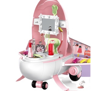 notely semblant jouer jeu de maquillage <span class=keywords><strong>coiffeuse</strong></span> miroir filles jouets beauté ensemble avec la conception de l'avion - Product Image 1