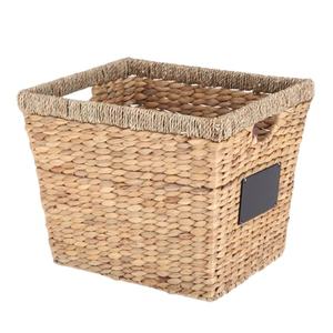 Cesta de almacenamiento de jacinto de agua de paja natural con asas Cesta de organización del hogar Hecho en Vietnam FBA para productos de Amazon - Product Image 1