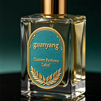 Autocollant adhésif de luxe en feuille d'or 3D gaufrée avec fond turquoise pour flacons de parfum de 5 ml/100 ml, bougies et usage artisanal