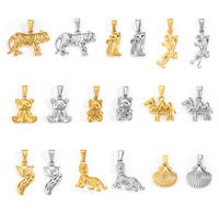 Bijoux en gros Mini or animaux breloques 18k or acier inoxydable renard Lion tigre ours pendentifs pour la fabrication de colliers DIY
