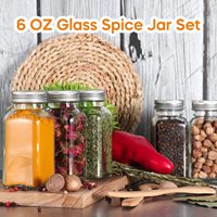Bocaux à épices avec étiquettes, bocaux à épices en verre de 6 oz avec couvercles métalliques, bouteilles de rangement pour épices pour étagère à épices, armoire, tiroir
