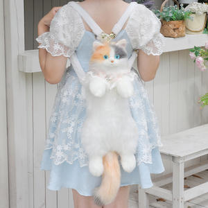 Sac à dos <span class=keywords><strong>chat</strong></span> à trois fleurs en peluche, jouet en coton doux, poupée mignonne, cadeau d'anniversaire pour filles - Product Image 3