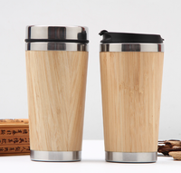 Tasse à café isotherme en acier inoxydable 450 ml en bambou respectueux de l'environnement / Bouteille isotherme avec logo personnalisé