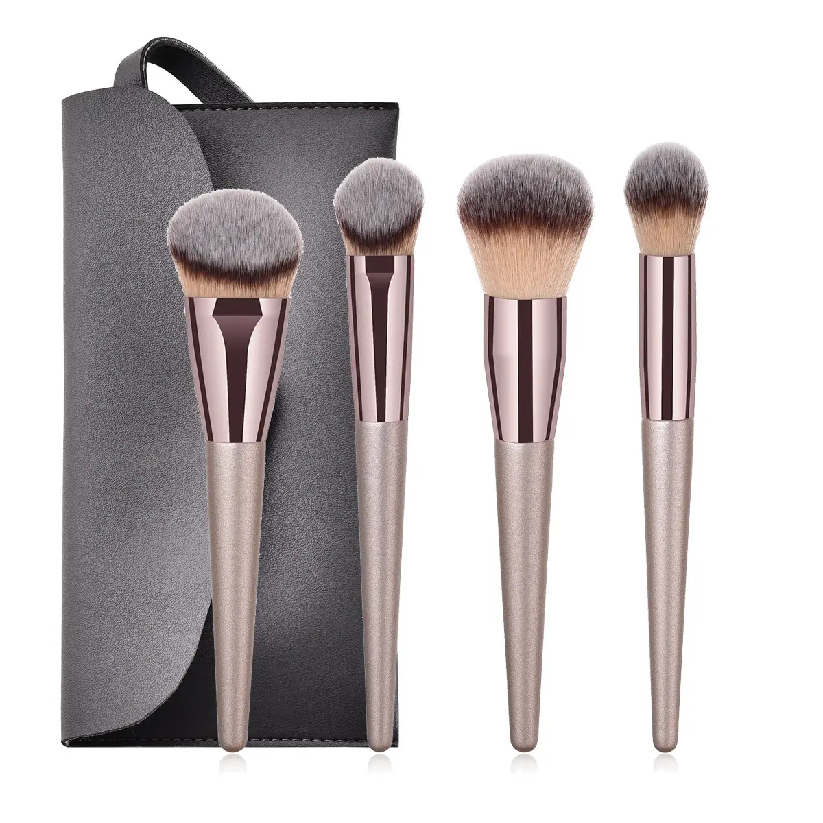 4 Stück Make-up Pinsel Set Foundation Powder Blush Rouge Blending Concealer Contour Text marker Pinsel mit Ledertasche