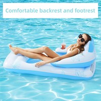 Transfrontalier, Meilleures ventes : Transat de piscine gonflable pour adultes avec porte-gobelet, lit flottant pour bain de soleil, modèle avec appui-tête, dossier et repose-pieds