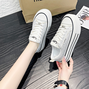 Chaussures de sport décontractées pour femmes coréennes personnalisées, plateforme, chaussures de sport, chaussures vulcanisées <span class=keywords><strong>en</strong></span> <span class=keywords><strong>toile</strong></span>, <span class=keywords><strong>tennis</strong></span>, course à pied, marche - Product Image 5