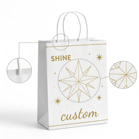 Sac cadeau minimaliste en papier recyclable avec logo personnalisé, poignée en corde de coton, effet étoile dorée, pour l'emballage de bougies