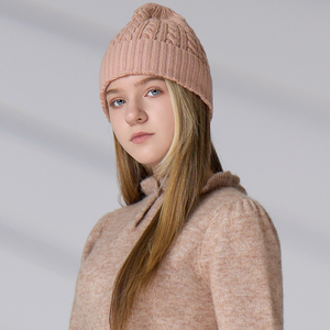 High Quality Luxury Unisex Knitwear <b>Accessories</b> Acrylic Embroidery Logo Cable Skull Cap for Winter Women Cuffed Knit Beanie - Product Image 4
