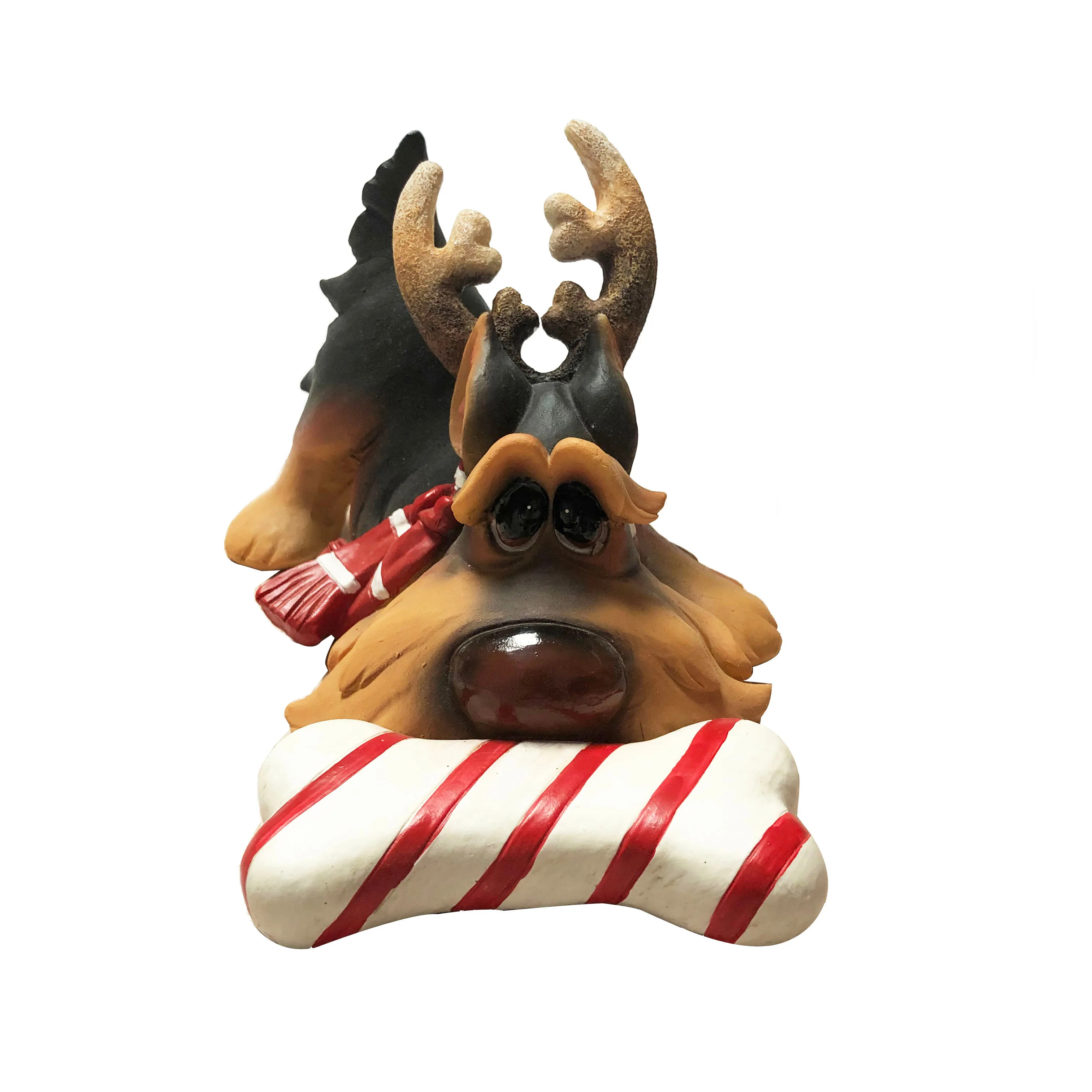 Tableau de bord en résine, figurines réaliste, chien de berger allemand, avec Sculptures en os, fournitures de décoration de fête, cadeaux pour enfants