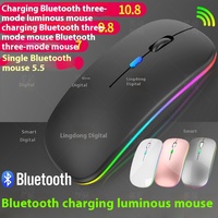Mouse PC USB Mini Modern LED Backlit 2.4G Dual Mode Wireless 5.2 Isi Ulang Nirkabel Optical Tracking untuk Laptop
