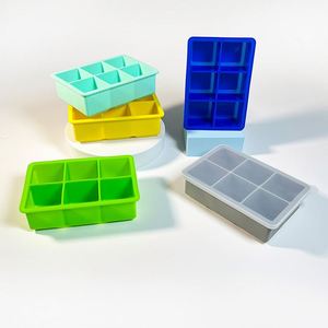 High Quality BPA Free Food Grade Silicone Square Shaped Ice <b>Cube</b> Tray Removable Lid Ice Cream Tools - Product Image 1