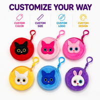 Vente directe usine : Porte-monnaie en peluche rond de 8 cm, mignon et portable, avec porte-clés, pour femmes, étudiantes, cadeau