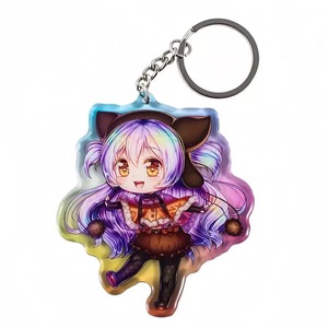 Custom Cartoon Anime Acrylic Keychains Holographic Glitter Epoxy Process Plastic UV Printed Digital Photo Keychains