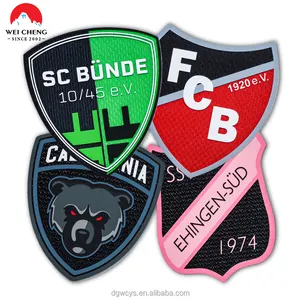 Custom Soccer Team Name Logo Machine Rubber Sport Fabric Patch And Silicone Badge For Uniform Clothing
