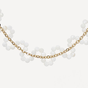 Collier YXM 58 en acier inoxydable avec pierre naturelle dorée, 39 cm + 7 cm, bijoux perlés tendance printemps-été - Product Image 1