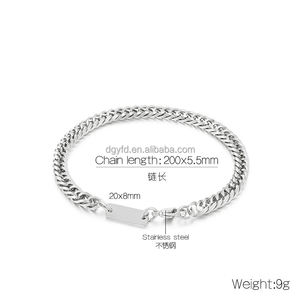 Bracelet gravé pour hommes or 18 carats bijoux en acier inoxydable tendance vente en gros bracelets personnalisés avec chaîne <span class=keywords><strong>gourmette</strong></span> avec logo laser et barre d'identification - Product Image 2