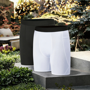 Pantalones Cortos de Compresión Deportivos para Hombre, Transpirables, Tejidos, con Bolsillo Medio, de Spandex/Poliéster, Elásticos, de Secado Rápido - Product Image 3