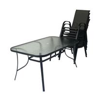 Ensemble de 8 chaises et table de balcon avec parasol, mobilier de terrasse empilable pour café, restaurant, jardin extérieur