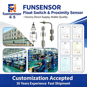 สวิตช์ลูกลอยสแตนเลส FUNSENSOR แบบติดตั้งแนวตั้ง พร้อมเกลียวเชื่อมต่อ สำหรับตรวจวัดระดับของเหลวในถังน้ำ - Product Image 1