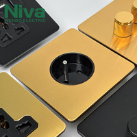 Niva prise française EU Standard luxe Vintage panneau en acier inoxydable interrupteurs et prises d'éclairage mural