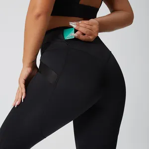 Gran oferta 2024, mallas con cintura en V, sin costura de elevación frontal, bolsillo trasero con cremallera, pantalones de Yoga, mallas de Yoga para mujer