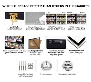 Cadre <span class=keywords><strong>photo</strong></span> en bois, vitrine verrouillable à 36 compartiments pour cartes à collectionner de basket-ball, football, hockey, protection UV, <span class=keywords><strong>verre</strong></span> cristal - Product Image 4