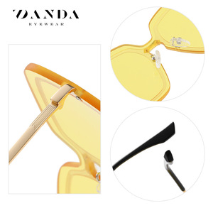 Danda <b>Sunglasses</b> <b>Oversized</b> Square Frame Yellow Lens UV400 Protection Unisex Fashionable Style - Product Image 3