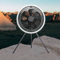 Ventilateur de camping extérieur à base triangulaire, télécommande, éclairage, silencieux 37-45 dB, batterie 10000 mAh, ventilateur de bureau rechargeable