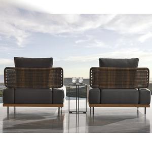 Divano da Giardino in Teak Resistente alle Intemperie, Arredamento Moderno di Lusso per Terrazza, Combinazione di Divani in Legno Durevole e Impermeabile per Cortile - Product Image 4