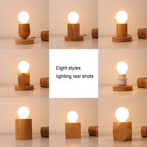 LED bảng ánh sáng gỗ đèn bàn trang trí ánh sáng ban đêm Đèn bàn rắn gỗ E27 ổ cắm ánh sáng cơ sở chủ cắm ấm đèn - Product Image 5