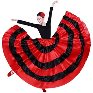 Falda Clásica Acampanada <span class=keywords><strong>de</strong></span> 180-720 Grados en Rojo y Negro para Mujer, Falda <span class=keywords><strong>de</strong></span> <span class=keywords><strong>Flamenco</strong></span> para Baile <span class=keywords><strong>de</strong></span> Corrida <span class=keywords><strong>de</strong></span> Toros Española, Ropa para Espectáculos y Actuaciones <span class=keywords><strong>de</strong></span> Danza - Product Image 1