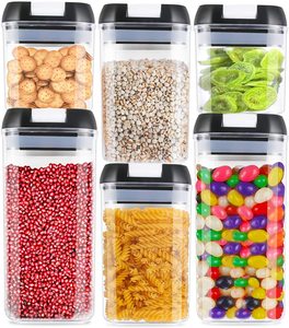 Juego de 6 Recipientes Herméticos para Almacenamiento de Alimentos, Recipientes de Plástico para Cereales Libres de BPA con Tapas con Cierre - Product Image 4