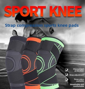 Genouillère de compression en nylon tricoté élastique avec sangles réglables pour le soutien pendant la course - Product Image 1