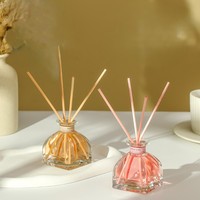 Diffuseur de parfum en verre de 50 ml avec bâtonnets en rotin, huile aromatique, décoration d'intérieur pour chambre et salon