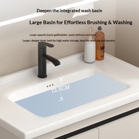 Miroir mural BTH pour salle de bain d'hôtel, finition stratifiée, en aluminium minimaliste moderne, avec lavabo en céramique alvéolée, largeur 40 cm, garantie 3 ans
