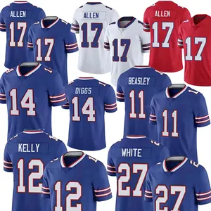 2024 Hommes jeunes femmes 17 Josh Allen 40 Von Miller 86 Kincaid 4 Cook 58 Milano 0 Coleman Maillot de football blanc cousu