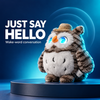 Jouet hibou IA à commande vocale avec fonction de réveil par voix, connectivité Wi-Fi, contrôlable par application, compagnon en peluche pour le soutien émotionnel