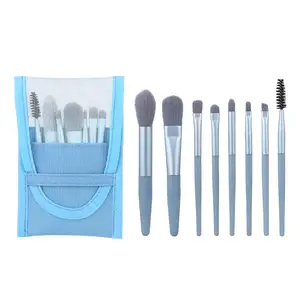 8Pcs Macaron Color Travel Makeup Brush Set Synthetic Fibre Face Make Up Brushes Portable Complete Function Cosmetic Brushes Kit