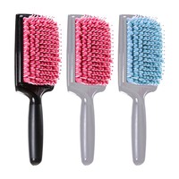 Brosse à cheveux rectangulaire avec poils en nylon et éponge, design creux pour le massage du cuir chevelu et le drainage de l'eau pour les cheveux mouillés
